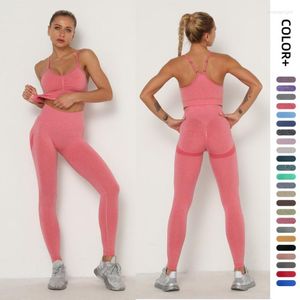 Aktif setler dikişsiz yoga seti spandex spor sutyen tayt pantolon iki parçalı bayan outifits fitness push urgings spor salonu egzersiz kıyafetleri