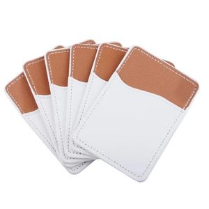 Sublimation Blank Phone Card Holder Favor Pu Leather Mobile Wallet Adhesive Cell Phones Credit Cards Sleeves Stick on Pocket Wallets Blanks for DIY U0324