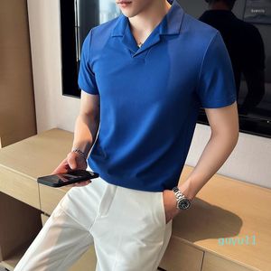 Men's Polos 2023 British Style Men's Summer Leisure POLO Shirts/Male Slim Fit Sleeves Shirts