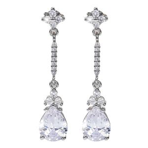 Crystal Pear Cubic Zirconia Hangings Dangle Earrings Women Luxury Silver Color Ear Accessories Temperament Wedding Trend Jewelry