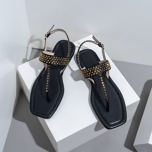 Slippers Shoes Sandals Metallic Slide Flip Flop for Women Summer Beach Slides Casual Flat Heel Black Square Toe Heels Party Wedding Brand Can Be Customized