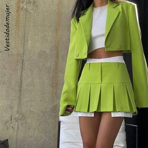 Two Piece Dress Elegant Fashion Blazer Suit Set Autumn Sexy Outfits Matching s Long Sleeve and Skirt Clothes 230324