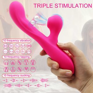 Nuovo vibratore di coniglio femminile triplo stimolo vibratore clitoride succhiare bacchetta magica pulsante vaginale massaggiatore anale giocattoli adulti del sesso per le donne 230316