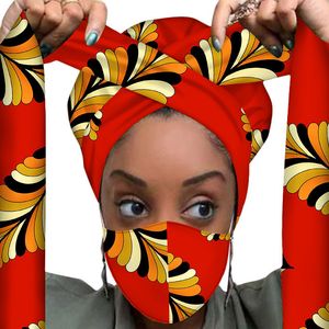 Bandanas Durag à venda Africano Headwrap Mulheres Cera Tecido Tradicional Headtie Scarf Turban Set com imagem correspondente Mas.K Protection Set 230323