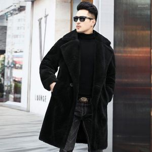 Men's Sweaters 2023 Men Autumn Winter Faux Sheepskin Fur Jackets Male Loose Casual Fashion Long Outwear Warm Korea Style Coats