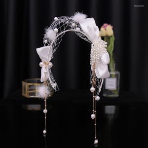 Hair Clips Silver Color Pearl Crystal Hairband Tiara Headbands Women Bridal Jewelry Wedding Accessories Flower Party Vines