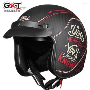 Capacetes de motocicleta gxt retro capacete homens/mulheres fibra de carbono moto Racing de meio rosto