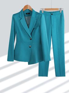 Women's Two Piece Pants Fashion Women Blazer Sets Solid Notched Irregular Long Sleeve Coat Pencil 2pcs Spring Autumn Elegant OL Ladies Suits