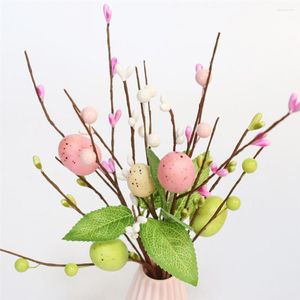 Decorative Flowers Easter Artificial Egg Flower Foam Tree Branch Fake Plant Room Table Ornaments Decoration 2023 Home Party Supplies