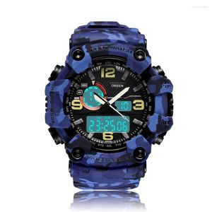 Нарученные часы цифровые кварцевые мужчины смотрят reloj hombre военный камуфляж Blue Водонепроницаемые спортивные часы модные электронные.