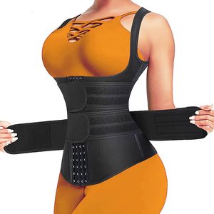 Mulheres Shapers Cintura Trainer Body Shaper para Mulheres Plus Size 2 Correias Ossos de Aço Treino Sauna Trimmer Neoprene Emagrecimento Exercício Espartilho Tops 230324