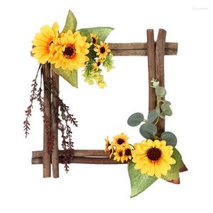 Dekorative Blumen, künstlicher Sonnenblumenkranz, Wanddekoration im Landhausstil für die Haustür