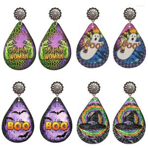 Dangle Earrings Vintage Boho Concho Women Halloween Boo Tie Dye dye Tear Tear Drop Wooden Jewelry 2023