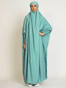 Ubranie etniczne muzułmańskie kobiety Jilbab Onepiece sukienka modlitewna z kapturem Abaya Smoking Sleeve Islamski Dubaj Saudyjska czarna szata Turkish Modestia 230324