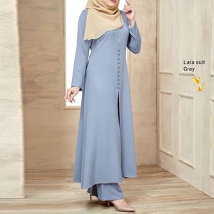 Ethnic Clothing Muslim Abayas Sets Quality Dresse Fashion Dress Solid Collage Long Skirt Women Temperament Casual Pullover 230324