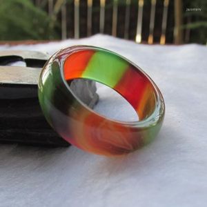 Cluster Rings Colorful Male And Female Models Natural Agate Jade Ring Wrapping Thin Strips Lovers Genuine Special Finger