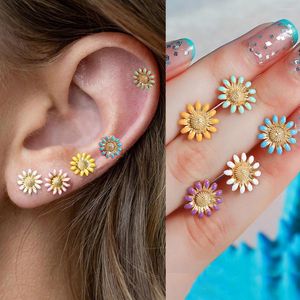 Stud Earrings 1PC Korean Stainless Steel Mini Flower Minimal Ear Women Small Daisy Cartilage Piercing Earring Fashion Jewelry