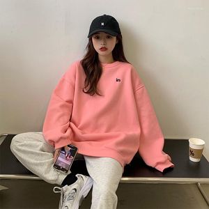 Felpe con cappuccio da donna Felpa stile coreano Felpa con cappuccio in pile da donna Ragazza Pullover da adolescente Rosa Nero Blu Grigio Felpa oversize da donna