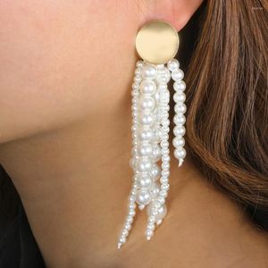 Hoop Earrings Spiral Double Women Leather Size Jewelry Long Pearl Simple Fashion Tassel