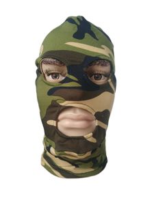 Kostymtillbehör kamouflage grön camo huva vuxna unisex zentai kostymer festtillbehör halloween masker cosplay spandex mask öppna ögon och mun