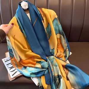 Sarongs 180*90cm new Luxury Brand Women Silk Summer Scarves Shawl Lady Wrap Soft Female Foulard Beach Stole Bandanna Hijab Muffler pareo P230323