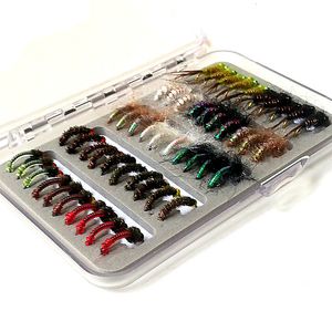 Приманки приманки Kkwezva 50pcs Nymph Fishing Lure Fly насекомые с лосося разные стили