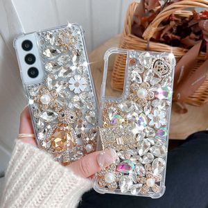 Mobiltelefonfodral Luxury Bling Rhinestone Phone Case för Samsung Galaxy S22 Ultra S21 Plus S20 Fe Note 20 10 Plus S10 Plus DIY Diamond Cover Z0324