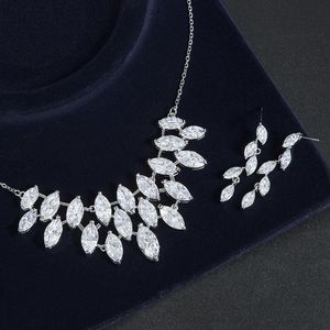 Jewelry Set for Women Necklace Dangle Earrings Set White Gold Plated Jewelry Set with White AAA Cubic Zirconia Bridal Jewelry
