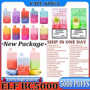 best selling Authentic Code Elf BC5000 Disposable E cigarettes Puff 5000 Vape Pen 13ml Dual Mesh Coil Cartridge Pods 650mAh Rechargeable Battery Vs Lost Marry Bar 5000 Puff
