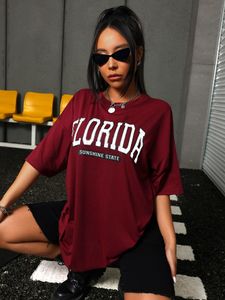 T-shirt féminin Floride The Sunshine State Lettre imprimé T-shirts Women Street Hip Hop Sleeve courte 100% Coton Personnalité Tee Shirt 230323