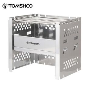 Camp Kitchen Tomshoo Outdoor Camping Wood Stove W Barbecue Grill Portable Wood Burning Stove Wood w BBQ Firewood Bracket For Picnic 230323