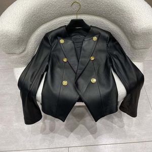 Women's Jackets Coat Spring Women Genuine Leather Jacket Short Length 2023 Fashion Suit Style Double Breasted Import Real Sheepskin 230324