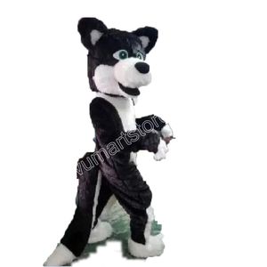 Costumi per mascotte Fursuit Black Husky Dog per adulti Tema animato Personaggio mascotte dei cartoni animati Costume da festa di Carnevale di Halloween