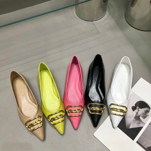 Candy Color Women Flats Loafers Point Toe 2023 Ny ankomster Casual Mules Shoes Beige Yellow Black White Pink Fashion 0324