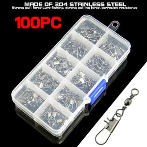 Fishing Hooks GHOTDA 100pcs/Box Rolling Swivel for Fishhook Lures Connector Fishing Accessories Fishing Connector Swivels Interlock Pin Snap P230317