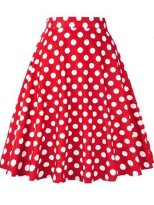 Skirts Summer Midi Skirt Runway Vintage Rockabilly Sundress Red Womens Sexy Pinup 50S Cotton Polka Dot Pattern Skater Streetwear 230324