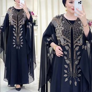 Etniska kläder Muslimska Kaftan Abaya Dres Dubai Turkish Chiffon Party Dresses Elegant Evening Clown African Boubou Fashion Outfit Open Robe 230324