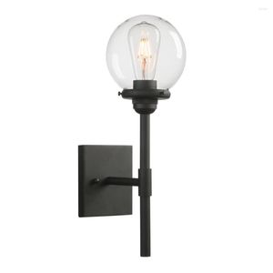 Lâmpada de parede Permo Black Sconce Light Matte Coluna Stand Banheiro Vanity Fixture com abajur de 5,9 polegadas