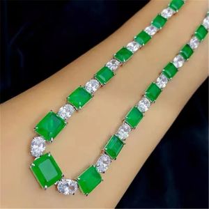 Vintage Lab Emerald Diamond Necklace 14K Gold Engagement Wedding Chocker Necklace For Women Bridal Jewelry Gift