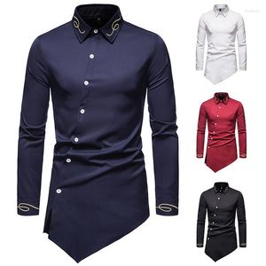 Men's Dress Shirts England Style Mens Tuxedo Men Long Sleeve Shirt With Irregular Hem Man Casual Spring Autumn 2023