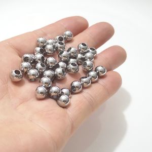 Componentes brilhantes de 4 mm/6mm/8mm de miçangas de aço inoxidável de aço de aço de aço para encontrar beias de jóias para encontrar 100pcs diy 100pcs