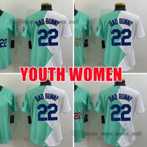 Custom Women Youth 22 Bad Bunny 2023 Baseball Jersey World Series Champions City Blank Red Green Blue Gold Koszulki Rozmiar S-XL