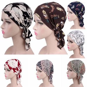 Bandanas elastisk mode casual sömn kapslar män kvinnor kemoterapi hatt bomull bandana blommig tryck turban nationell vind