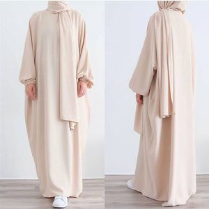 エスニック服ラマダンフーディアバヤ縫製ヒジャーブスカーフ祈りドレスイスラム教徒eid nida loose abayas for women jilbab kaftan robe islam dubai djellaba 230324