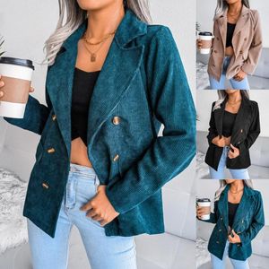 Women's Jackets Double-breasted Suit Jacket Corduroy Coats Women Thick Clothing Slim Tops Autumn And Winter Clothes