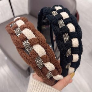 New Fashion Women Headband Wide Side Knitted Hairband Winter Handmade Braided Turban Girls Hair Accessories