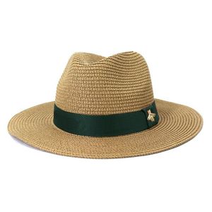 Chapéu de palha de moda chapéu de balde de luxo para homens mulheres colorido jazz tampo de jazz chaps panamá chapéu com fita verde vermelha sunhat