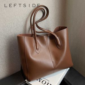 Shoulder Bags Fashion Leather Tote for Women Tend Simple Large High Capacity Solid Side Handbags and Purses 230322