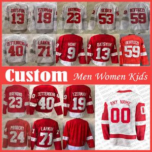 Dylan Larkin Moritz Seider Hockey Jersey Custom Men Women Kids Ville Husso Lucas Raymond David Perron Michael Rasmussen Gordie Howe Steve Yzerman