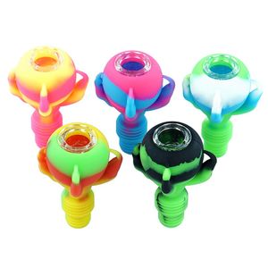 Fumo colorato artigli in silicone forma 14 mm 18 mm giunto maschio doppio uso erba secca cucchiaio di tabacco filtro multiforo ciotola olio rig bong portatile portasigarette